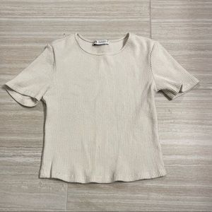 white zara cropped top